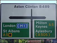 The famous crossroads in Dunstable