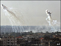 Fumaça sobre a Faixa de Gaza