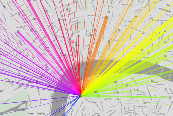 A graphic representation of the first million journeys on the Mayor of London's bike hire scheme