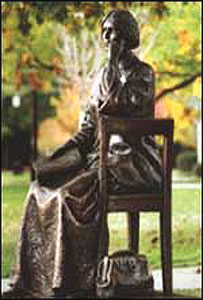 Blackwell statue at Geneva College copyright below