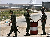 Forças de segurança do Hamas na fronteira com Israel