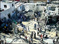 Casa danificada no campo de Jabalyia, em Gaza