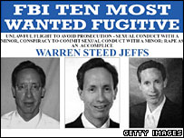 Enquanto estava fugindo, Jeffs ficou na lista dos mais procurados do FBI