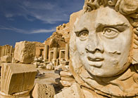 Sculpture of Medusa's head at the forum, Leptis Magna, Libya