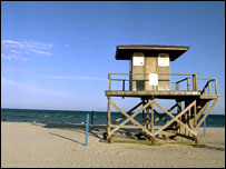 A lifeguard's hut on the beach.