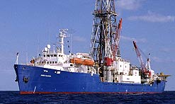 A ship: the 'Joides Resolution'