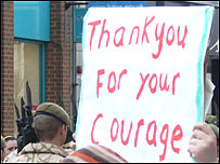 The public shows its support for the soldiers