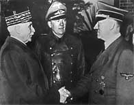 Photograph showing Philippe Petain and Adolf Hitler shaking hands at Montroire