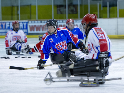 Sledge hockey team in action. Taken by On Edition Photography
