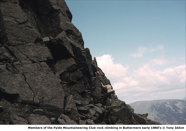 Members of the Fylde Mountaineering Club rock climbing in Buttermere early 1960's
