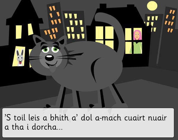 'S toil leis a bhith a' dol a-mach cuairt nuair a tha i dorcha...