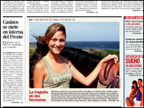 Eliana Ramos, na primeira página do jornal uruguaio El País