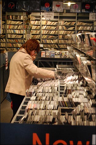 Looking through CDs in Selectadisc