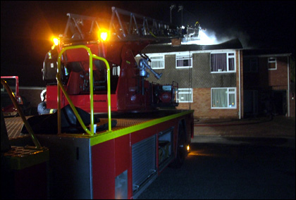 House fire at Kington, near Flyford Flavell