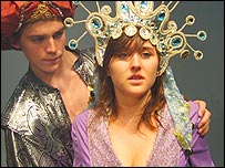 Sam Claflin (Vasar) and Eloise Secker (Princess)