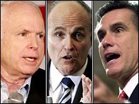 John McCain, Rudolph Giuliani e Mitt Romney