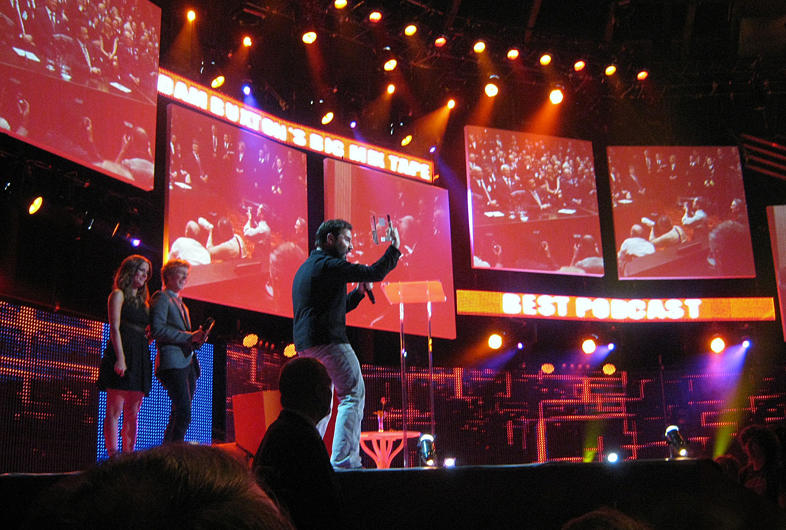 Adam picking up the award