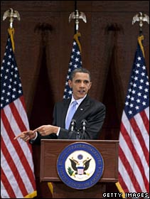 President Barack Obama addresses House Democrats 20 March 2010