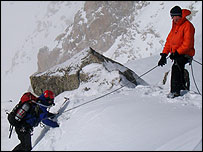 A equipe 'ensaiou' no Mont Blanc