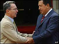 Chávez e Uribe