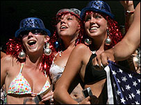 Women wearing bikinis