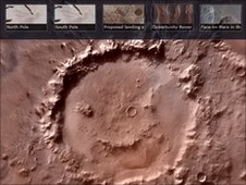 Galle 'Happy Face' crater on Mars' surface, NASA