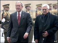 राष्ट्रपति बुश और महमूद अब्बास