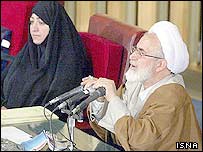 مهدی کروبی، رئيس مجلس شورای اسلامی و سهيلا جلودارزاده، نماينده تهران