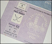 1948 ticket for the hockey tournament 