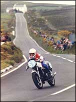 Hilary Musson riding in the TT races