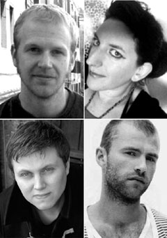 Bright Young Things authors (clockwise from top left:): Tyler Keevil, Susie Wild, Wil Gritten and J.P. Smythe