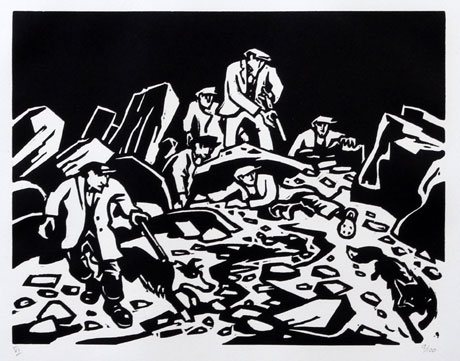 Hunting the Fox print by Sir Kyffin Williams. Image copyright © 2002-2011 Bonhams 1793 Ltd.