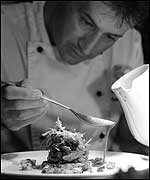 Peter Gorton assembling one of his dishes