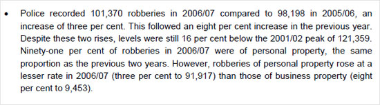 Quote from Home Office crime statistics document