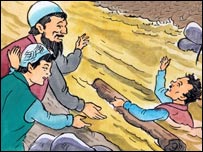 مجيد غرق شده و مردم او را نجات می دهند.