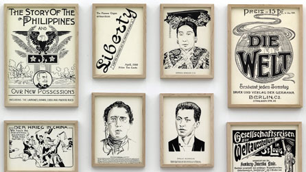 Detail from a photograph of Fernando Bryce's Die Welt, Indian ink on paper. Image courtesy of Fernando Bryce