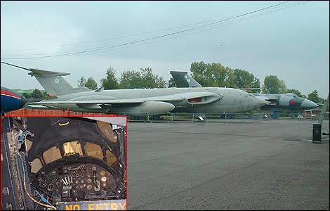 Handley Page Victor and Avro Vulcan with (inset) Vulcan cockpit