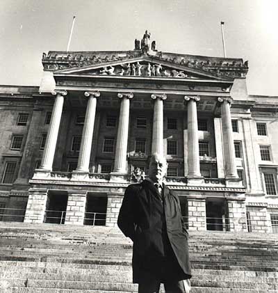 W.D. Flackes outside Stormont