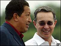 Hugo Chávez e Alvaro Uribe