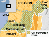 Bản đồ miền nam Lebanon