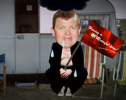 Photomontage of Adrian flying the flag