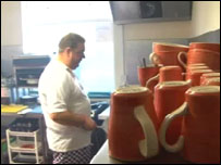 Chris bates cooking oatcakes on an oven