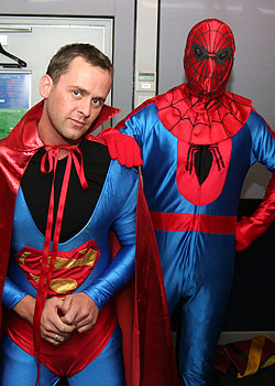 Superman Scott and James King as Spiderman