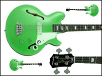 A set of green guitars