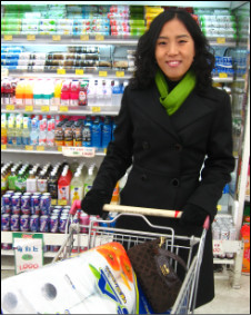 Mrs Youm in the supermarket