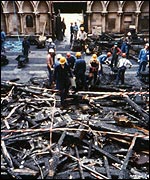 Rubble with archaeologist's grid