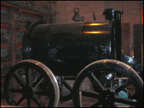 Wheels are attached to the Trevithick engine