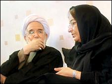 Neda Agha-Soltan's mother, Hajar Rostami Motlagh, with Iranian opposition figure, Mehdi Karroubi 
