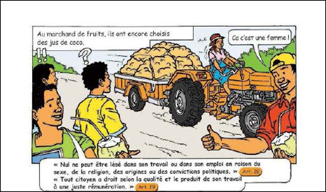 An illustration of a woman on board a tractor