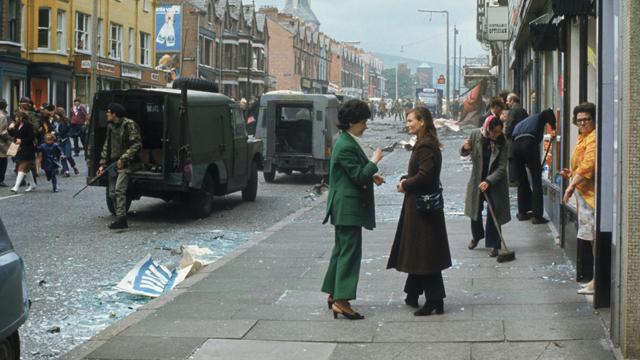 The aftermath of a bomb blast in Belfast, Northern Ireland (Getty Images)